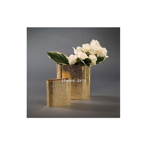<b>Set</b> Of 2 Trending Design <b>Vase</b> Superior Quality Different Sizes Gold Color Decorative <b>Vases</b> From Manufacture In India - Product Image 3