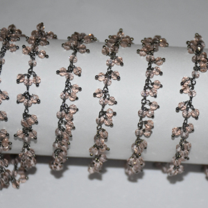 Black Plated Pink Quartz Glass Beads Cluster <b>Rosary</b> Chain Beaded Chain for Bracelet Necklace Jewelry Making - Product Image 1