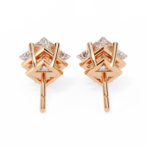 Pendientes de diamantes cultivados en laboratorio de corte princesa de lujo 14K oro blanco amarillo Rosa IGI joyería de alta calidad certificada para fiestas de oro - Product Image 3