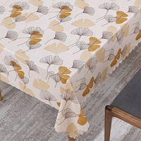 Nappe en PVC rectangulaire en stock avec motif de feuille de ginkgo, nappe imperméable à l'huile pour mariage à la maison