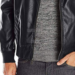Top Selling Men's <b>Winter</b> <b>Leather</b> <b>Jacket</b> Stand Collar Front Logo Waterproof Breathable Lightweight Unique Design - Product Image 5