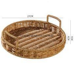Durable and stylish rattan material serving tray with a handcrafted weave pattern for natural elegance in home interiors - Product Image 4
