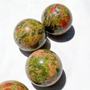 Bulk Cheaper Price Natural Stones Unakite Sphere Healing Crystal Ball Polished Reiki Feng Shui For Home Decoration