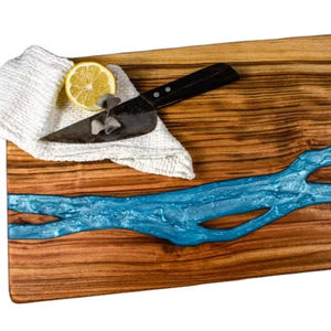 Tabla de cortar de cocina de madera ecológica con tabla de cortar y servir multiusos de arte epoxi para comedor moderno - Product Image 1