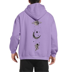 Nueva llegada de 100% algodón manga larga hombro pendiente cuello redondo impreso cómodo de talla grande Sudadera con capucha para hombre - Product Image 1