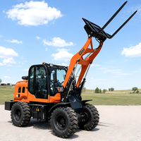 Mini-Frontlader 4x4 Anbaugerät Kompakter Holzlader Unterirdischer Ersatz-Joystick Betonmischer Waage Bremse Kubota-Motor Lader