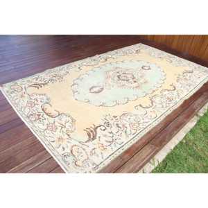 Tapis vintage 5,2 x 9 pieds, tapis persan turc en laine jaune - Product Image 2