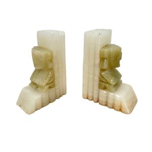 Serre-livres Vintage Onyx, Serre-livres décoratifs en pierre d'onyx blanc, Serre-livres en onyx vert ancien - Product Image 1