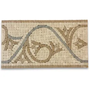 Carina Beige 7,5x13,5 Tumbled Marble Mosaic Border Listello Tile B4695T Categoría de producto Accesorios para azulejos - Product Image 1