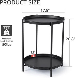 White Nordic Round <b>Side</b> <b>Table</b> Metal <b>Tray</b> Top for Living Room or Outdoor Coffee Setup - Product Image 3