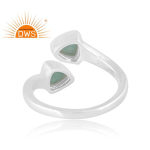 Anillo ajustable de piedras preciosas amazonitas naturales de plata de ley fina de última tendencia, fabricante de joyería personalizada - Product Image 4