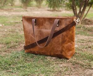 Distressed Genuine <b>Leather</b> Luxury Tote Handbag with PVC Lining Water Resistant Large Capacity Shoulder <b>Bag</b> for <b>Work</b> Travel - Product Image 4