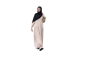 Zevanya haute qualité modeste longue robe en crêpe pour les femmes musulmanes Durable ethnique écologique Anti-rides asymétrique Silhouette - Product Image 2