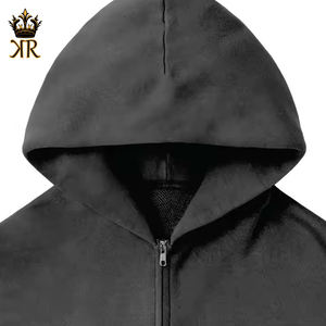 Sudadera con capucha y cremallera de manga larga para hombre, de felpa francesa 100% algodón, bordada, estilo hip hop, para invierno, de peso pesado, personalizada - Product Image 3