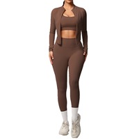 Conjunto de Yoga Deportivo sin Costuras para Mujer, Otoño, Cómodo, Suave, Transpirable, Leggings y Sujetador Deportivo, Ropa Deportiva Activa de Alta Calidad