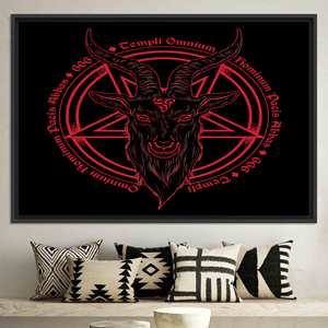 Elegant Japanese Pentagram <b>Canvas</b> Poster - Printed Artwork <b>for</b> Bedroom Decor,BLACK <b>FRAMED</b> <b>CANVAS</b> - Product Image 1