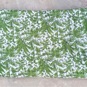 Cubrecama Acolchado de Algodón Orgánico Reversible Green Leaf Jaipuri Razai - Product Image 1