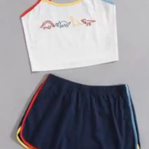 Hecho en Bangladesh Conjuntos de camiseta sin mangas y pantalones cortos para niñas de moda 100% algodón Tamaño, color y diseño personalizados - Product Image 2