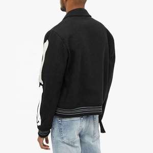 Embroidery Patch Plus Size <b>Mens</b> Wool Leather Varsity Letterman Jacket - Product Image 4