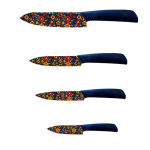 Ensemble de couteaux de chef professionnels populaires et très vendus avec lames en céramique, manches en plastique pour barbecue, prix d'usine, livraison gratuite - Product Image 1