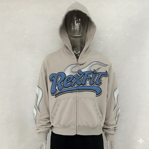 Sudadera con Capucha y Cremallera de Diseño Único, Impresión de Alta Calidad, Fabricada en Fábrica, Precio Económico, Sudaderas para Hombre - Product Image 1