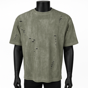 Coton de la plus haute qualité 220g Streetwear chemises unies vêtements de sport surdimensionné épaule ample lavage lourd t-shirt pour hommes - Product Image 6