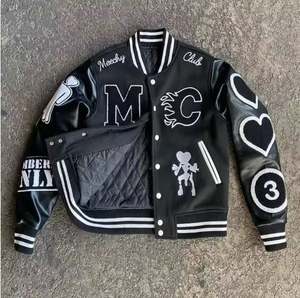 Chaqueta Bomber Varsity de Invierno Personalizada OEM Unisex para Escuela Secundaria, Estilo Béisbol, con Cuello Alto de Forro Polar, Logotipo Frontal Impermeable - Product Image 4