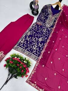 Palazzo élégant violet haut brodé paillettes faux tissu Bollywood Style Salwar Kameez pour Festival célébration fête indienne - Product Image 5