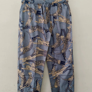 Pantalones Cargo de Otoño para Mujer, 100% Algodón Ecológico, Estampado a Mano, Motivo Floral Artesanal, Cintura Media, Largos, Casuales - Product Image 1