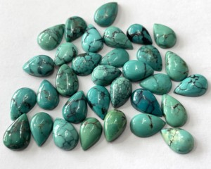 Cabujón de pera turquesa tibetana natural 4x6mm Calidad superior-Pera turquesa tibetana suelta - Product Image 6