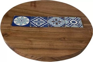 Ensemble d'assiettes modernes élégantes en bois d'acacia naturel Plateaux de service en bois léger Plateaux de service pour snacks et desserts - Product Image 2