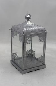 Lanterne en fer et verre de couleur or faite à la main avec poignée Bougeoir décoratif de table Boîte emballée - Product Image 5