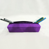 Estuche para Lápices de Yute Morado y Naranja, Estilo Bohemio, Resistente al Agua, con Cierre de Cremallera, para Bolígrafos y Artículos de Papelería, Diseño Unisex, 11 Pulgadas