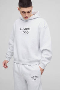 Ensemble Jogging et Sweat à Capuche à Jambes Droites avec Logo Personnalisé Unisexe Surdimensionné Gris Cendré Sweat à Capuche Boxy en Coton Impression 3D en Relief Broderie - Product Image 3