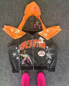 Sudadera con capucha personalizada de fábrica con logo serigrafiado, bordado con cremallera, sin cordones, lavado ácido, doble capucha, rizo francés, rayas, 100% algodón, invierno - Product Image 5