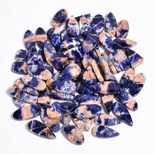 Par de cabujones de sodalita Natural 100%, piedras preciosas de cuarzo sueltas para hacer joyas, formas y tamaños mixtos - Product Image 1