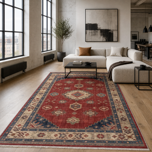 Netline Home Heritage Medallion Crimson Red Traditional <b>Washable</b> <b>Rug</b> - Product Image 3