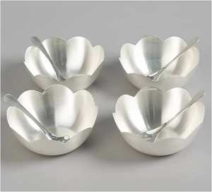 Elegante juego de cuencos para servir con bandeja y cuchara para el hogar Hotel restaurante vajilla de mesa Color plata nueces y aperitivos cuenco para servir - Product Image 5