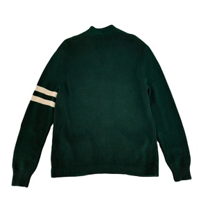 Cardigan tricoté unisexe 100 % coton personnalisé OEM, col en V, manches longues, coupe ample, avec patch intarsia lettré, léger pour l'automne - Product Image 2