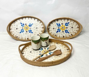 Natural Rattan Serving <b>Tray</b> Eco-Friendly High Quality Handicrafts Mother of Pearl Inlay <b>Tray</b> From Wholesale Vietnam - Product Image 2