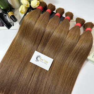 Meilleure vente en vrac 100% naturel droit brillant lisse #6 couleur SDD cuticule aligné Extensions de cheveux humains Logo produit en gros - Product Image 6