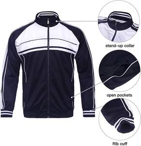 Survêtements d'entraînement unisexe en coton molletonné, décontracté, solide, avec fermeture éclair complète - Product Image 3