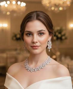 Ensemble collier et boucles d'oreilles Blush Radiance Royale, confectionné avec des pierres ovales de qualité supérieure en rose blush. - Product Image 1