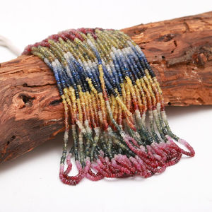Cadena de Cuentas de Piedras Preciosas Multicolores de 4mm-5mm, Rubí, Zafiro, Piedras Preciosas - Gemas Mehrajudin AA-115 Certificadas por Terceros para Joyería - Product Image 1