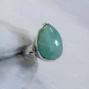 Bague Statement pour Femme en Argent Sterling 925 avec Amazonite Naturelle Faite à la Main, Style Bohème, Pierre Précieuse en Forme de Poire, Cadeau pour Elle - Product Image 3
