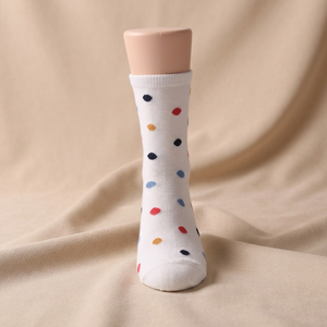 Chaussettes courtes en coton mélangé tricoté respirant style coréen à motif à pois pour femmes, avec ajustement breveté à 90 degrés et antidérapantes - Product Image 1