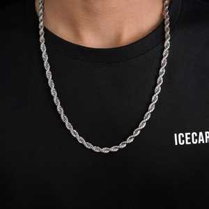 <b>Silver</b> 6MM Rope Chain <b>and</b> <b>Bracelet</b> Fashion Jewelry <b>Set</b> Bundle - Product Image 1