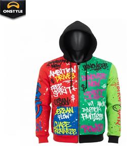 ผู้ผลิตเสื้อฮู้ดดี้ขายส่ง ผ้าฟลีซ 390GSM พิมพ์ลายสีสันสดใส เสื้อสเวตเตอร์แบบยูนิเซ็กซ์ เสื้อฮู้ดดี้ผู้ชาย - Product Image 2