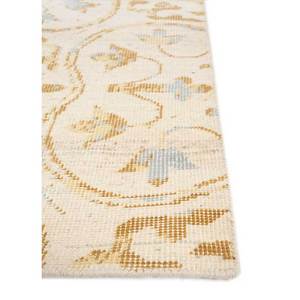 Erbe Ivory Hand Knotted <b>Wool</b> Rug Medallion Pattern for Living Room Decorations Hallway Rectangular Rectangle LVV-3037 (CS-01) - Product Image 4