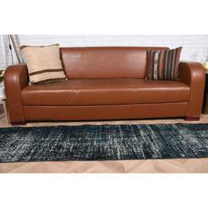 Tapis turc vintage 2x9,4 pieds, tapis oriental en laine noire - Product Image 3